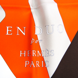 Hermes Carre 90 EN DUO Ribbon Pattern Women's Silk Scarf Multi-color,Orange