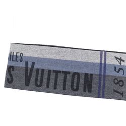 Louis Vuitton LOUIS VUITTON malles automobile wool x cashmere fringe scarf stall navy system Z4-8997