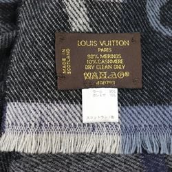 Louis Vuitton LOUIS VUITTON malles automobile wool x cashmere fringe scarf stall navy system Z4-8997