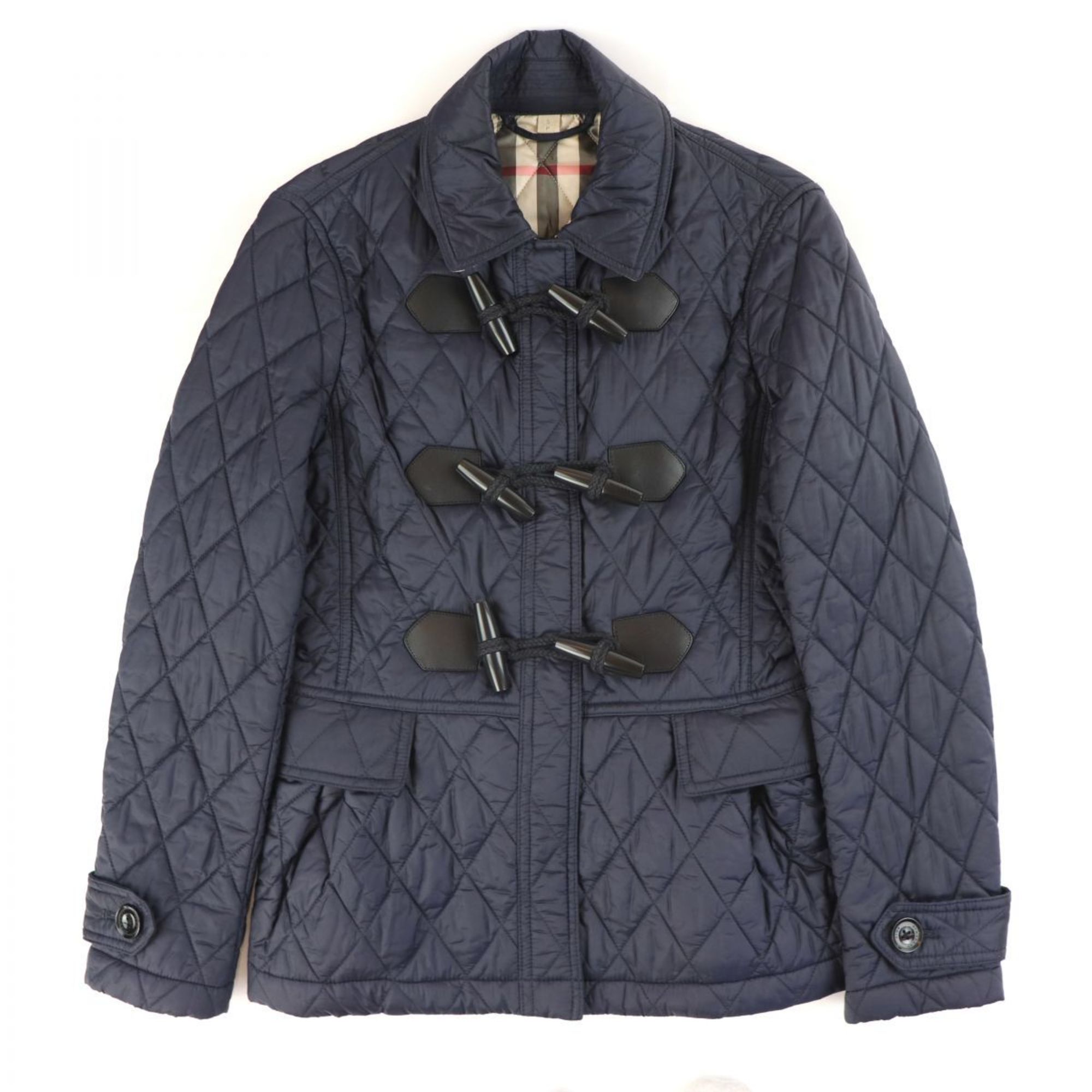 Burberry BURBERRY BRIT quilting jacket batting lining plaid ladies S navy F3-7621