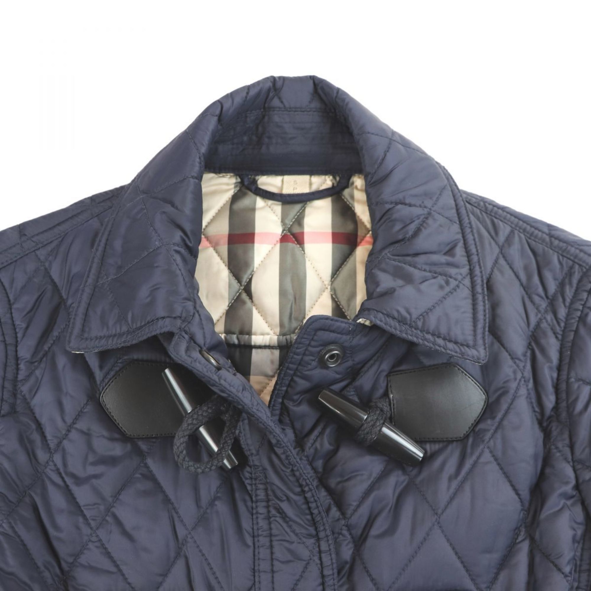 Burberry BURBERRY BRIT quilting jacket batting lining plaid ladies S navy F3-7621