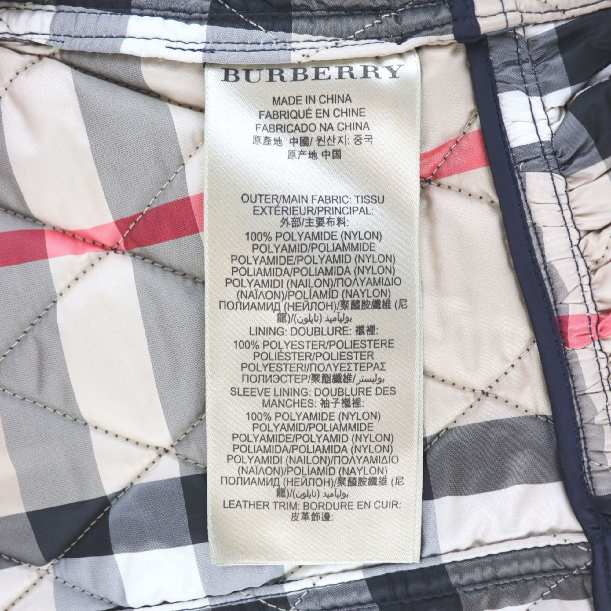 Burberry BURBERRY BRIT quilting jacket batting lining plaid ladies S navy F3-7621