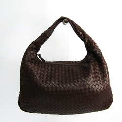 Bottega Veneta Intrecciato Hobo 115653 Women's Leather Handbag Dark Brown
