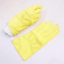 HERMES glove gloves leather yellow u70-4