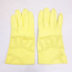 HERMES glove gloves leather yellow u70-4