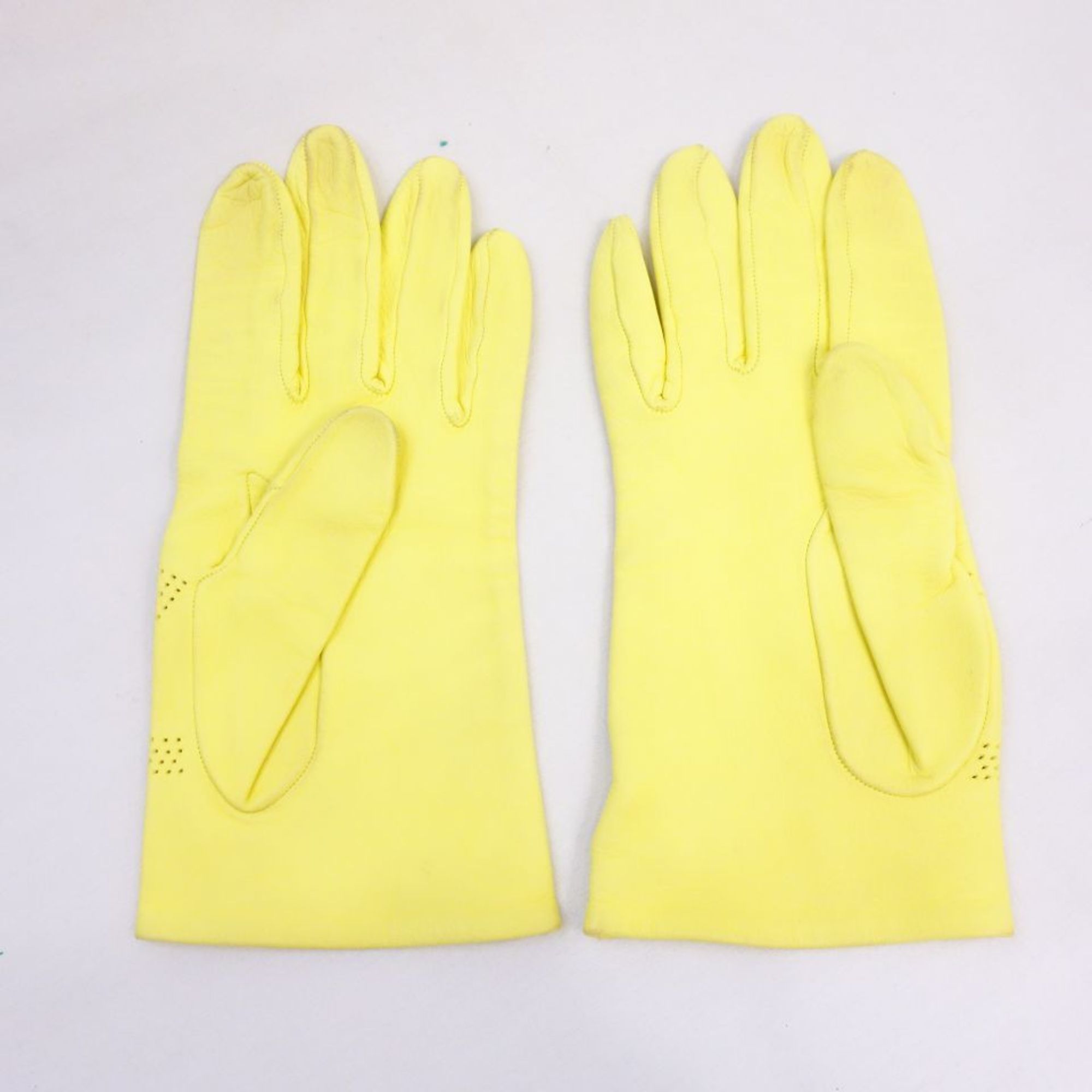 HERMES glove gloves leather yellow u70-4