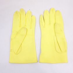 HERMES glove gloves leather yellow u70-4