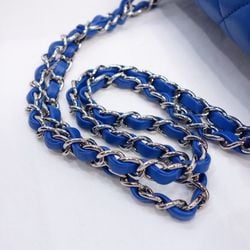 CHANEL Mattelasse blue shoulder bag chain flap R55-17