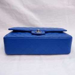 CHANEL Mattelasse blue shoulder bag chain flap R55-17