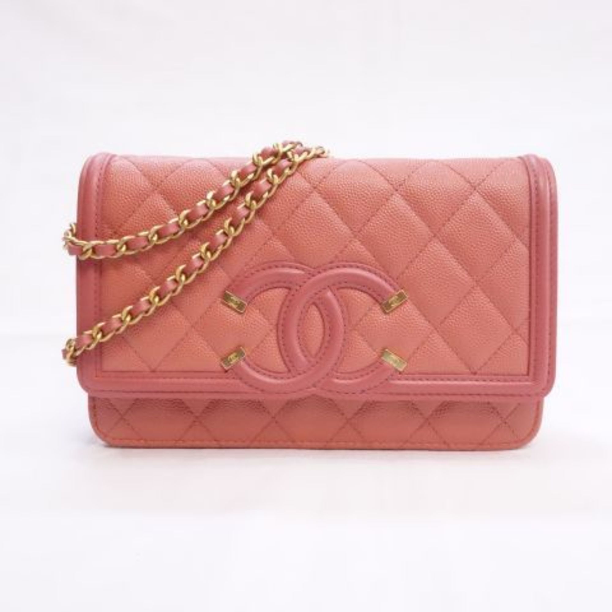 CHANEL Classic Chain Wallet Pink Gold Hardware Ladies Chanel R241-6