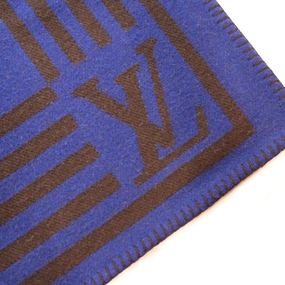 Louis Vuitton LOUIS VUITTON Monogram Cara Column Blanket Cashmere Wool Navy