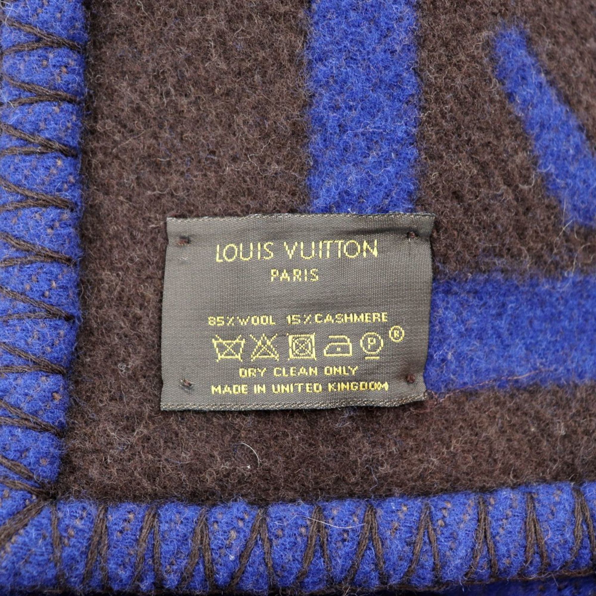 Louis Vuitton LOUIS VUITTON Monogram Cara Column Blanket Cashmere Wool Navy