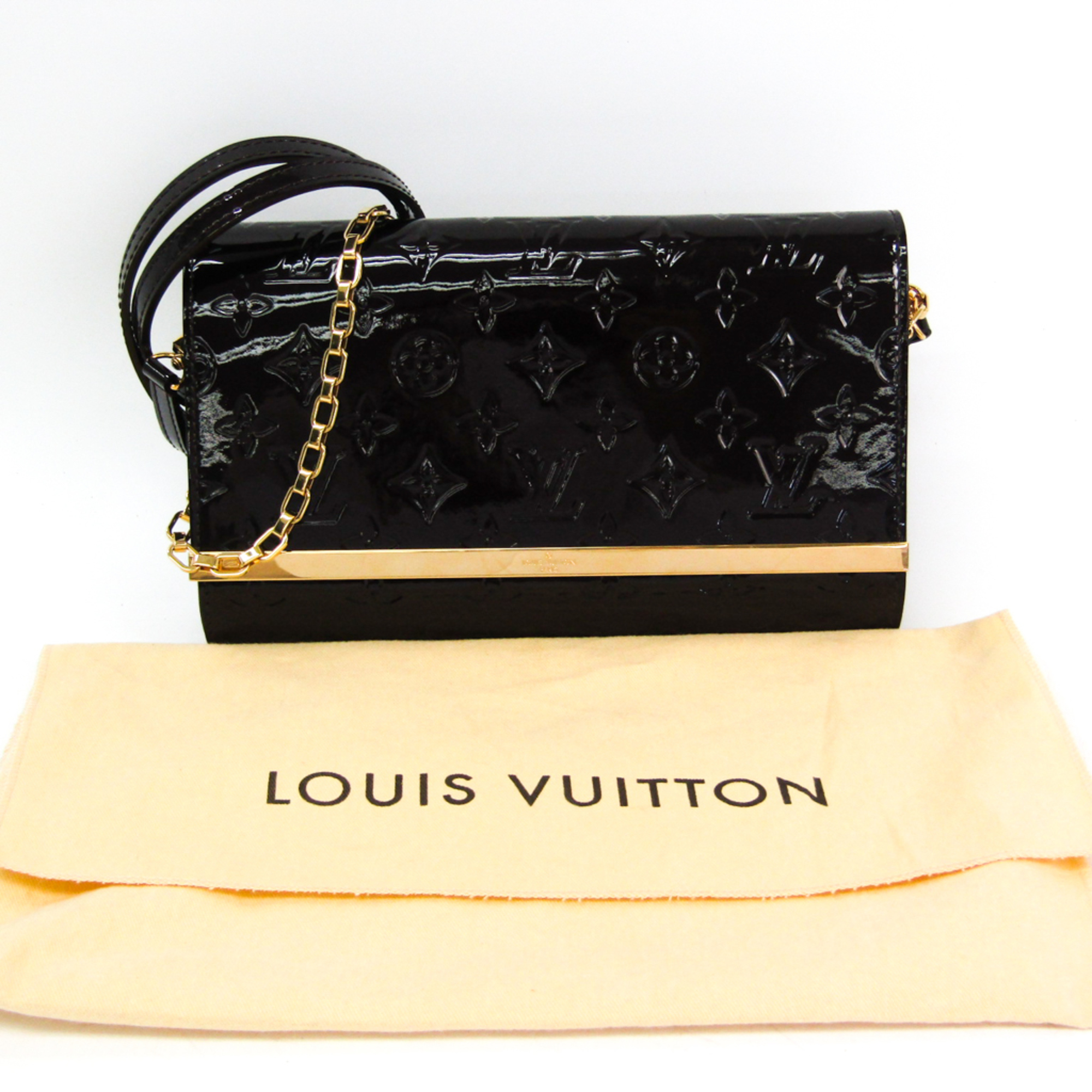 Louis Vuitton Monogram Vernis Ana Clutch M90093 Women's Shoulder Bag Amarante