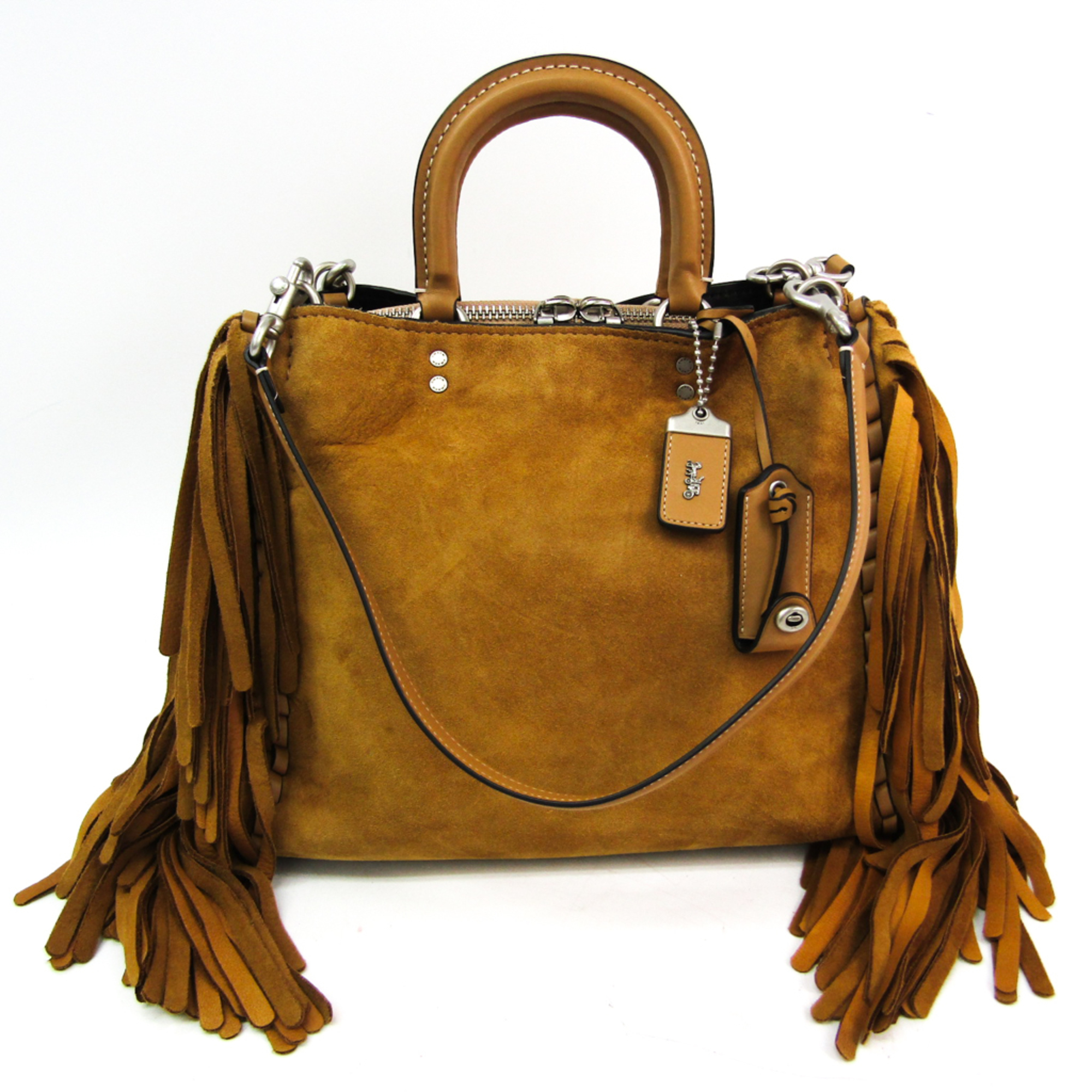 Coach Rogue Servo 86824 Women's Suede,Leather Handbag,Shoulder Bag Camel