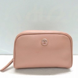 Chanel CHANEL Coco button mini pouch calf leather accessory case pink ladies