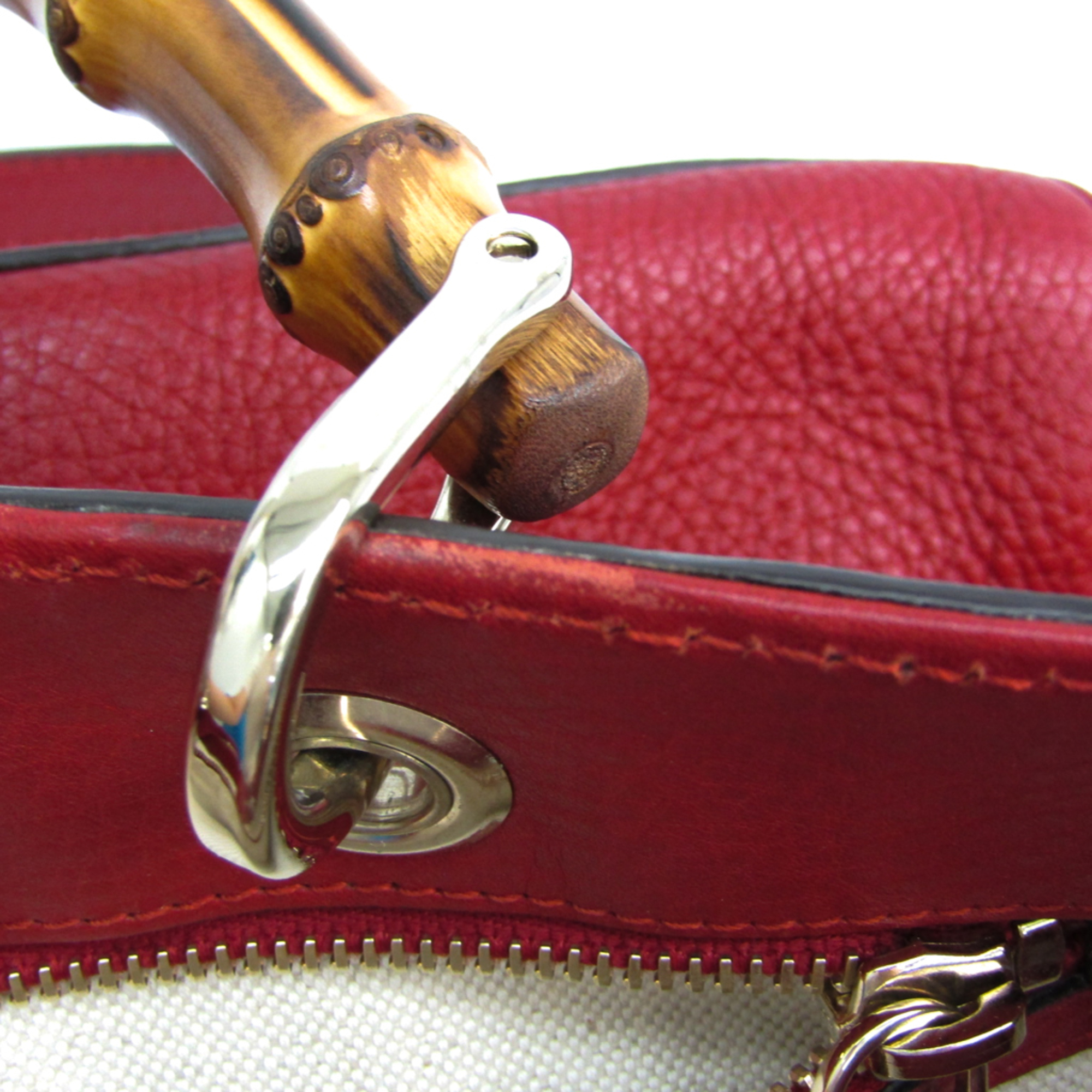 Gucci Bamboo Shopper Medium 323660 Women's Leather Shoulder Bag,Tote Bag Red Color