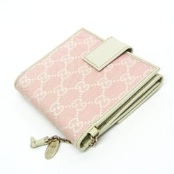 Gucci 154182 Women's GG Canvas,Leather Wallet (bi-fold) Cream,Pink