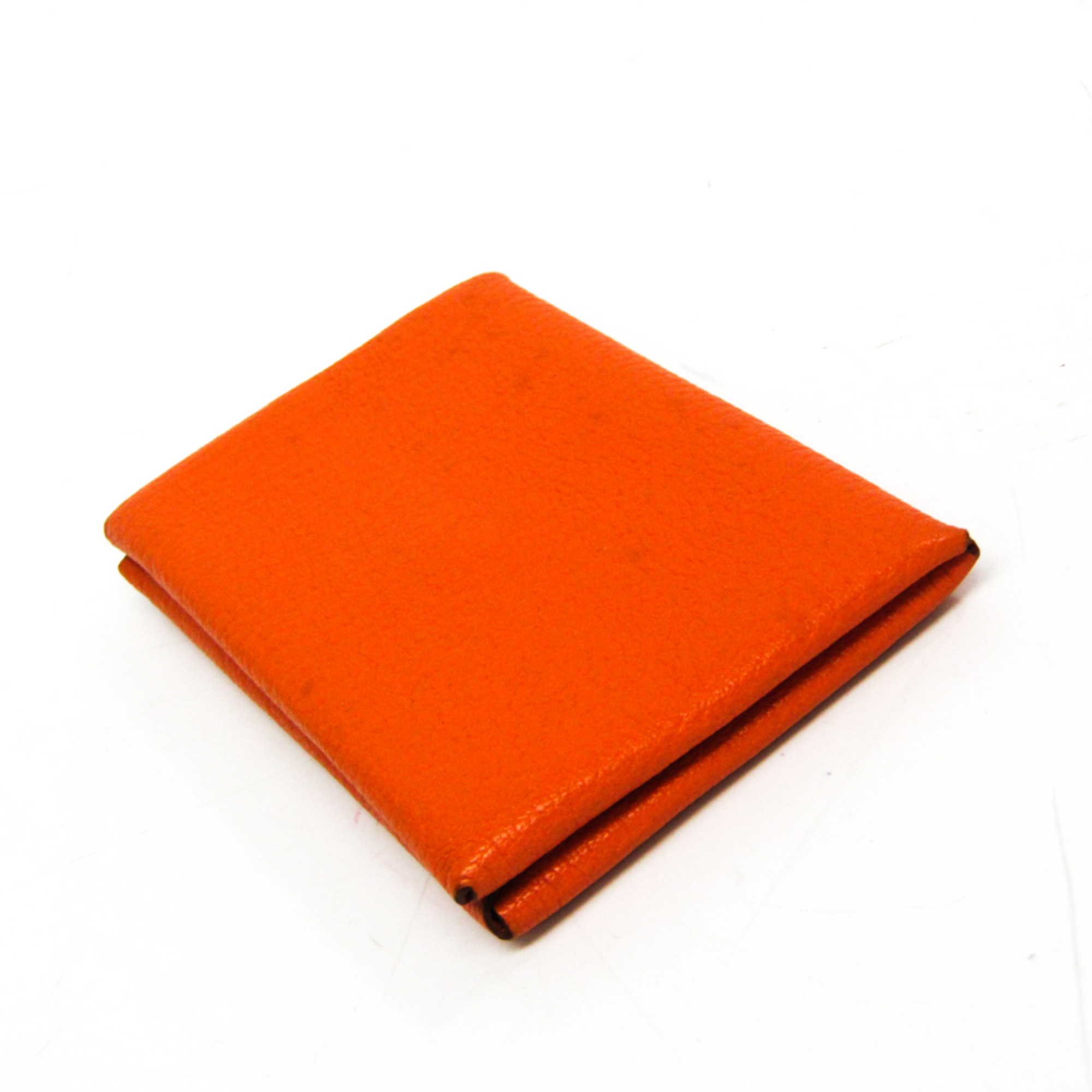 Hermes Calvi Chevre Leather Card Case Orange