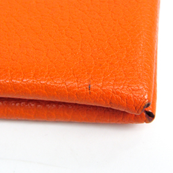 Hermes Calvi Chevre Leather Card Case Orange