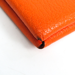 Hermes Calvi Chevre Leather Card Case Orange