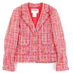 Chanel CHANEL 04P Tweed Skirt Suit Setup Jacket Cocomark Ladies 38