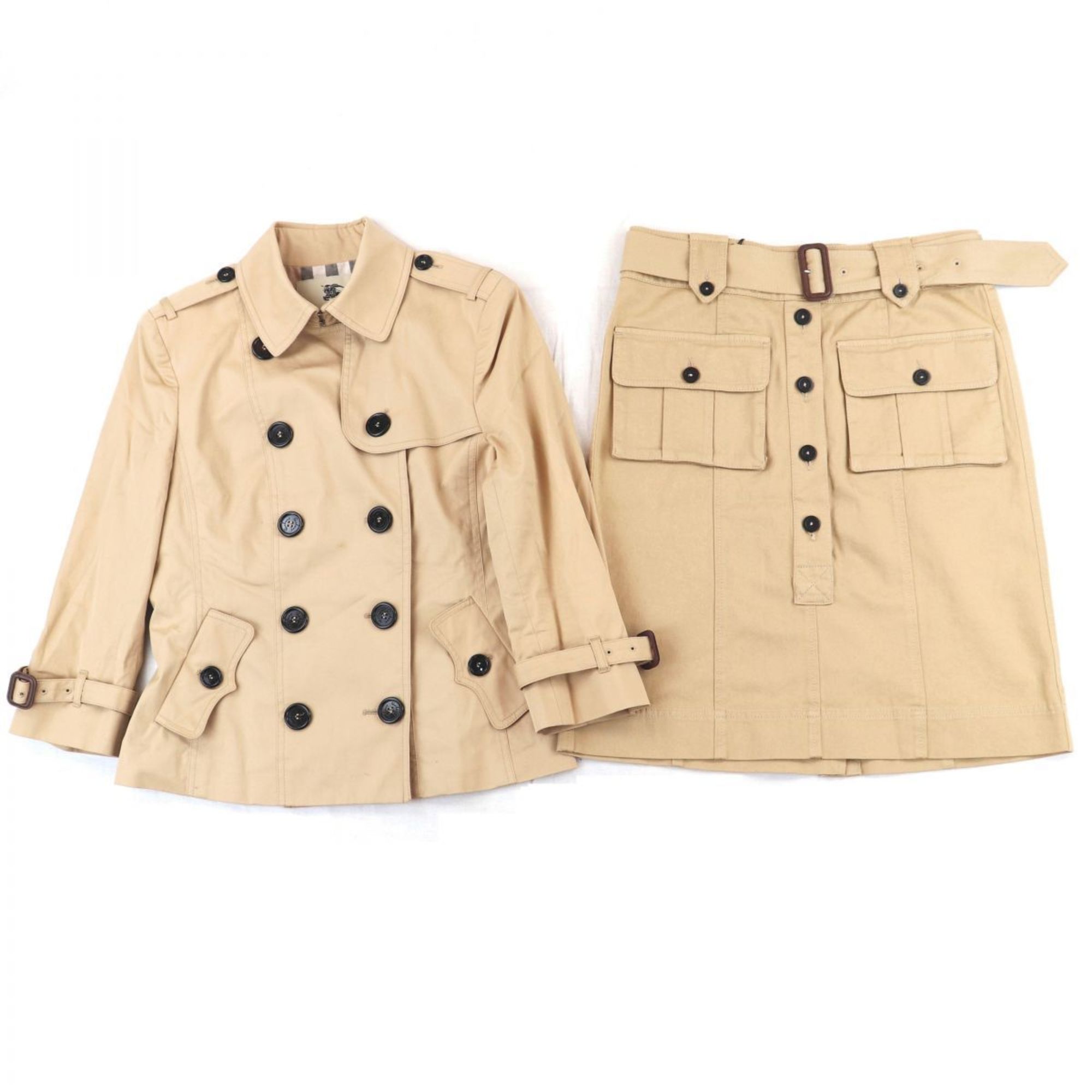 Burberry BURBERRY LONDON Setup Short Trench Coat Jacket Tight Skirt Ladies 38 Beige