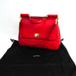 Dolce & Gabbana Sicily Women's Leather Handbag,Shoulder Bag Red Color