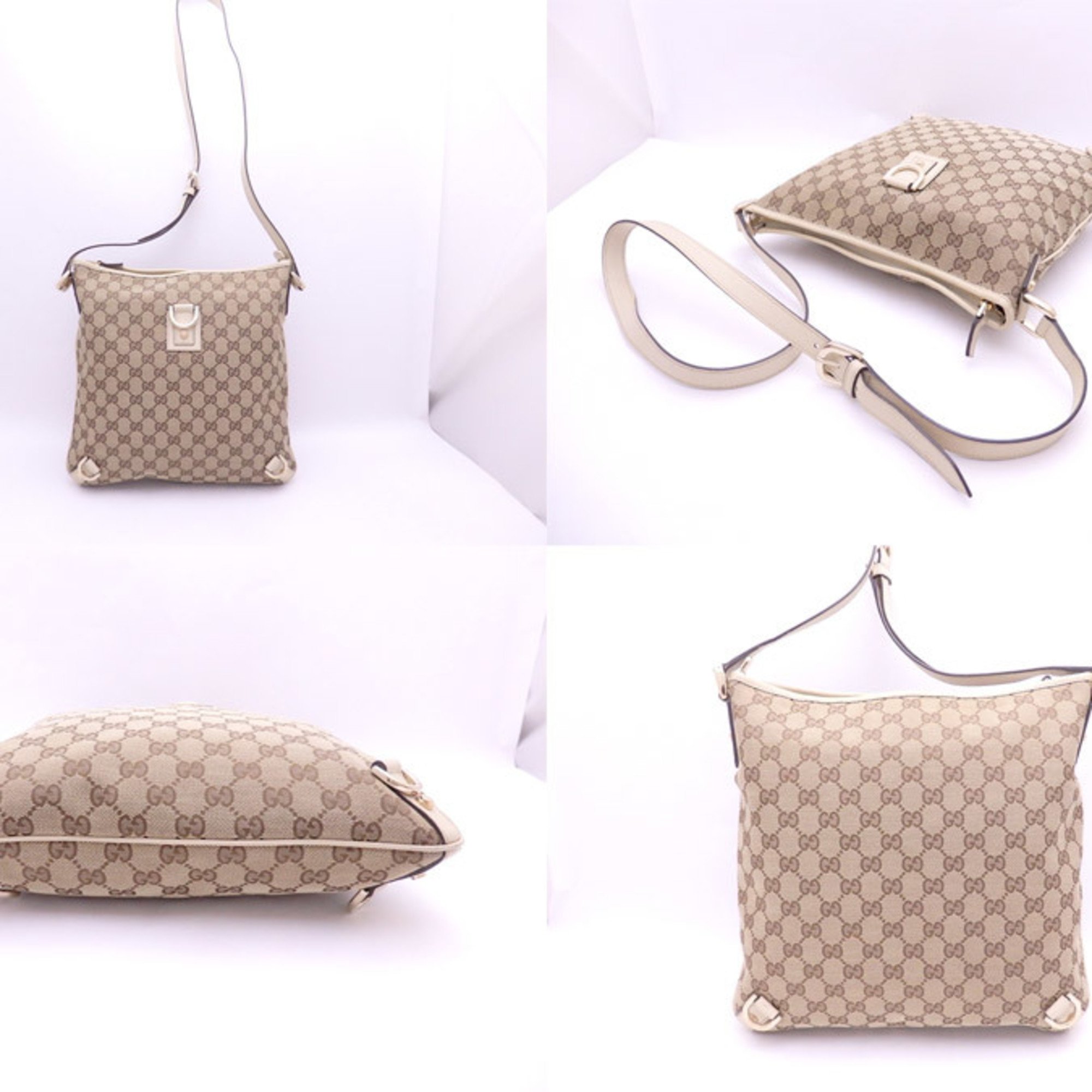 Gucci bag GG canvas light beige leather gold hardware shoulder