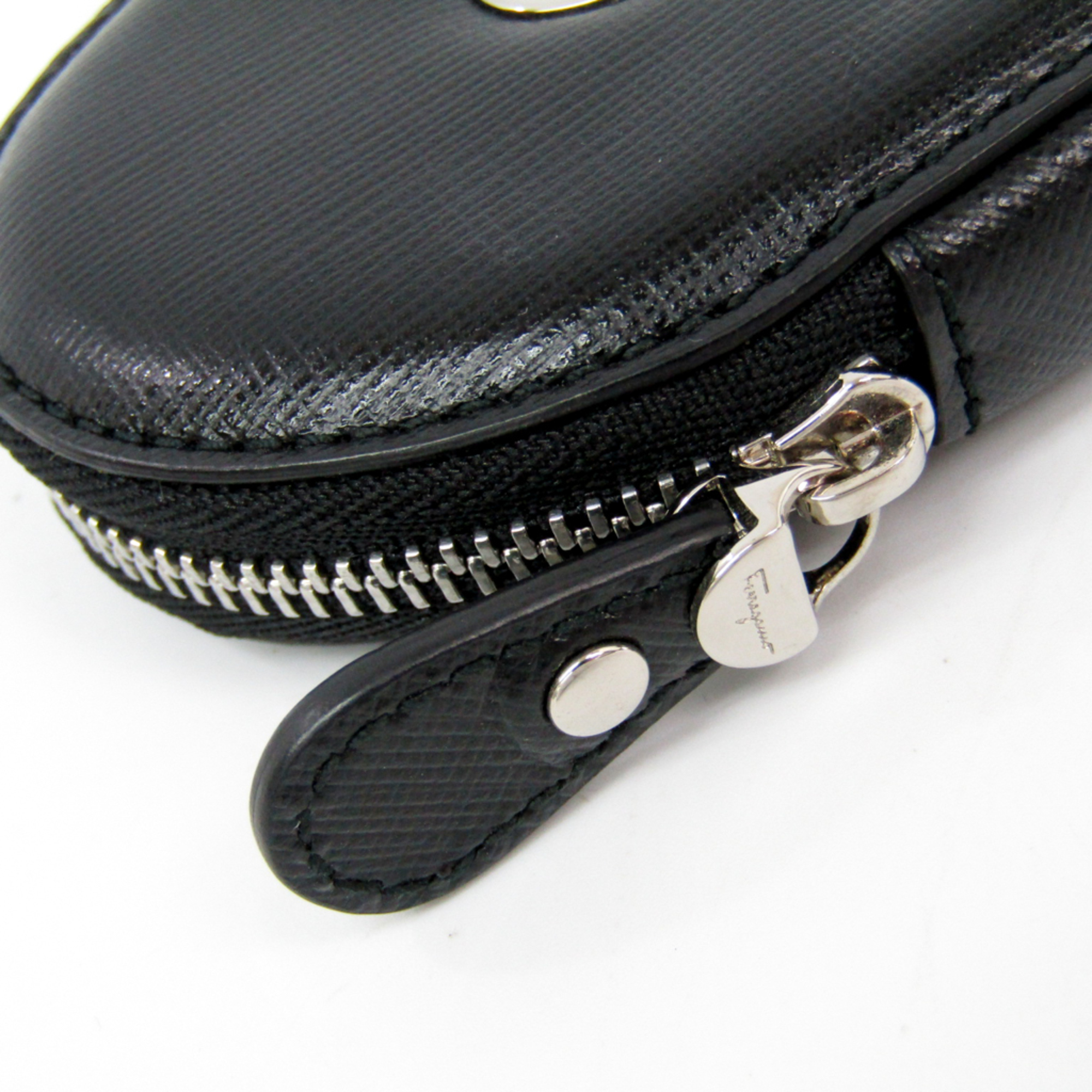 Salvatore Ferragamo Gancini 22 C113 Women's Leather Coin Purse/coin Case Black