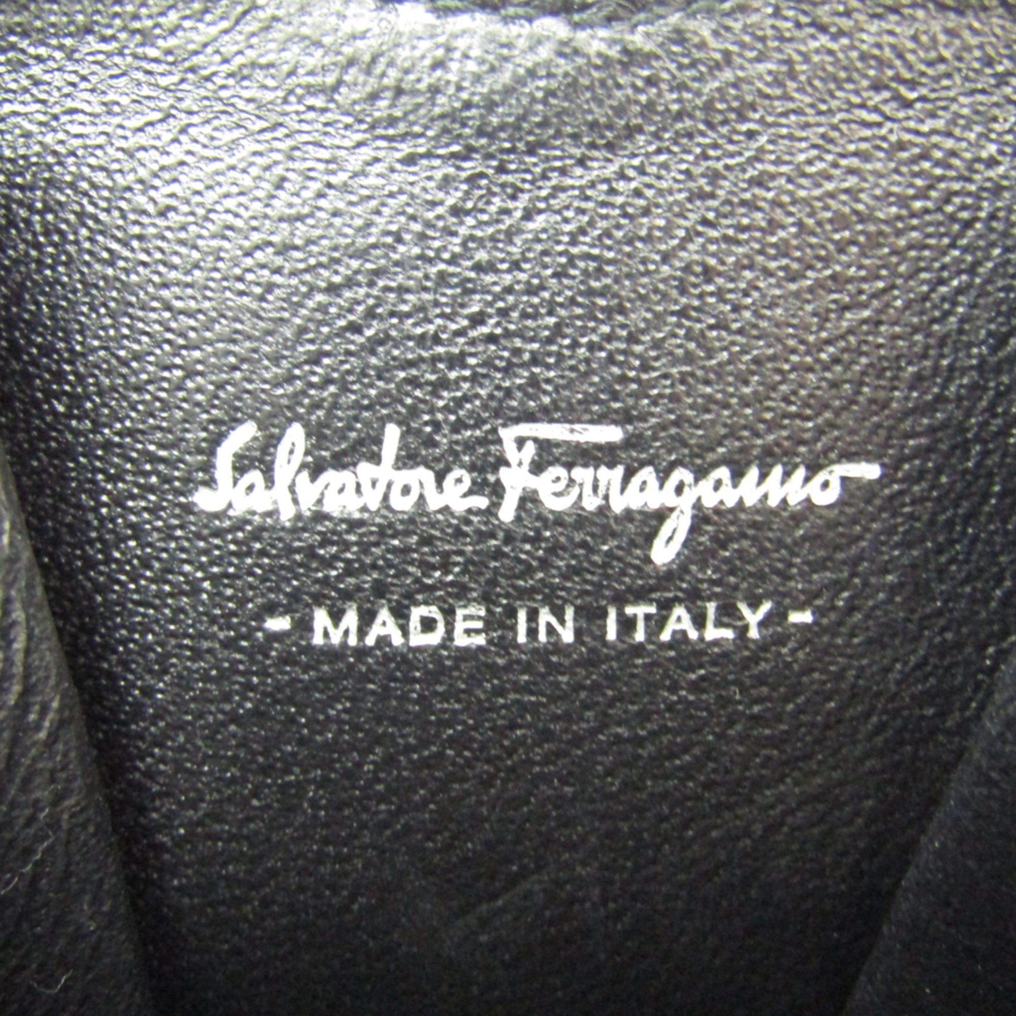 Salvatore Ferragamo Gancini 22 C113 Women's Leather Coin Purse/coin Case Black