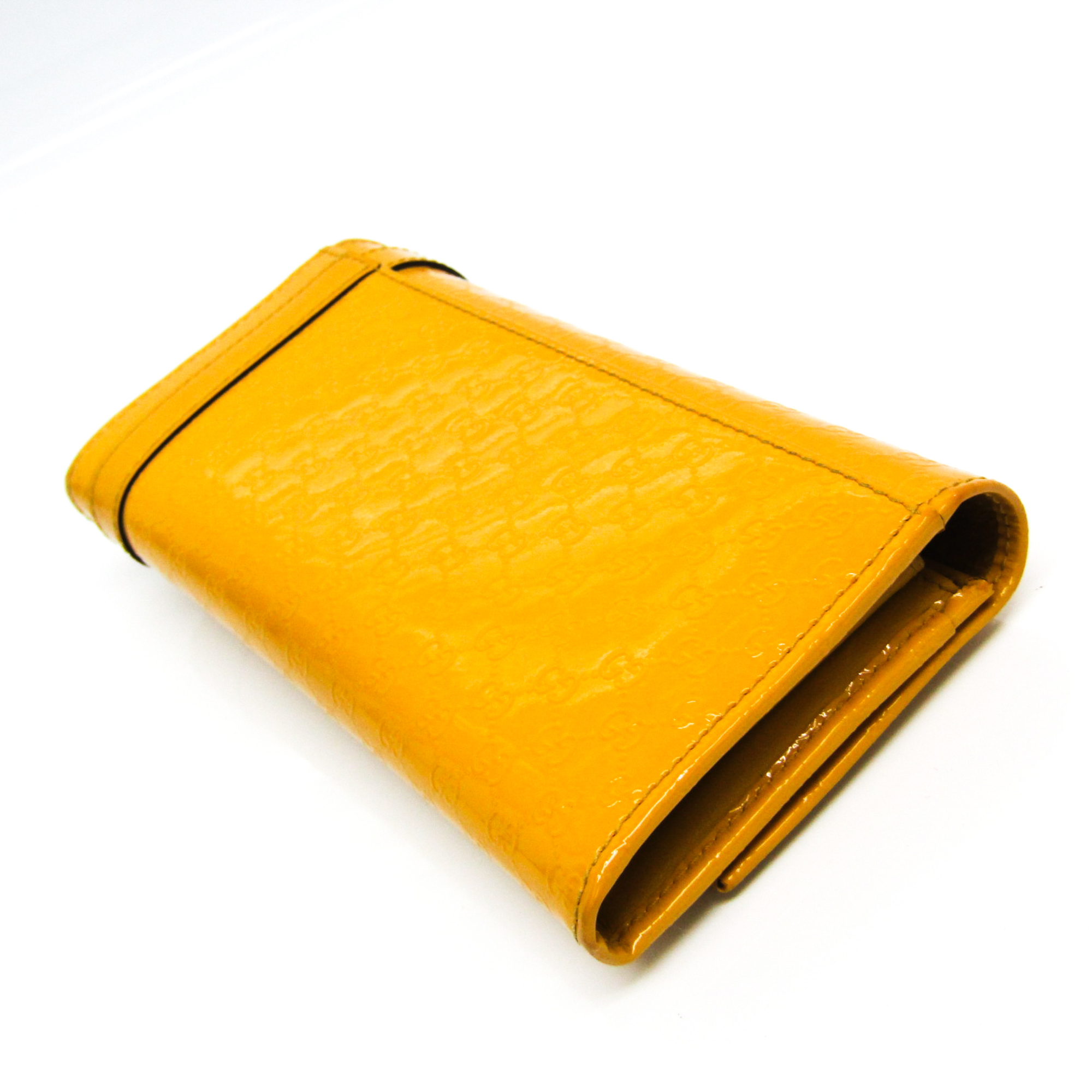 Gucci MicroGuccissima 309760 Women's  Enamel Leather Long Wallet (bi-fold) Yellow