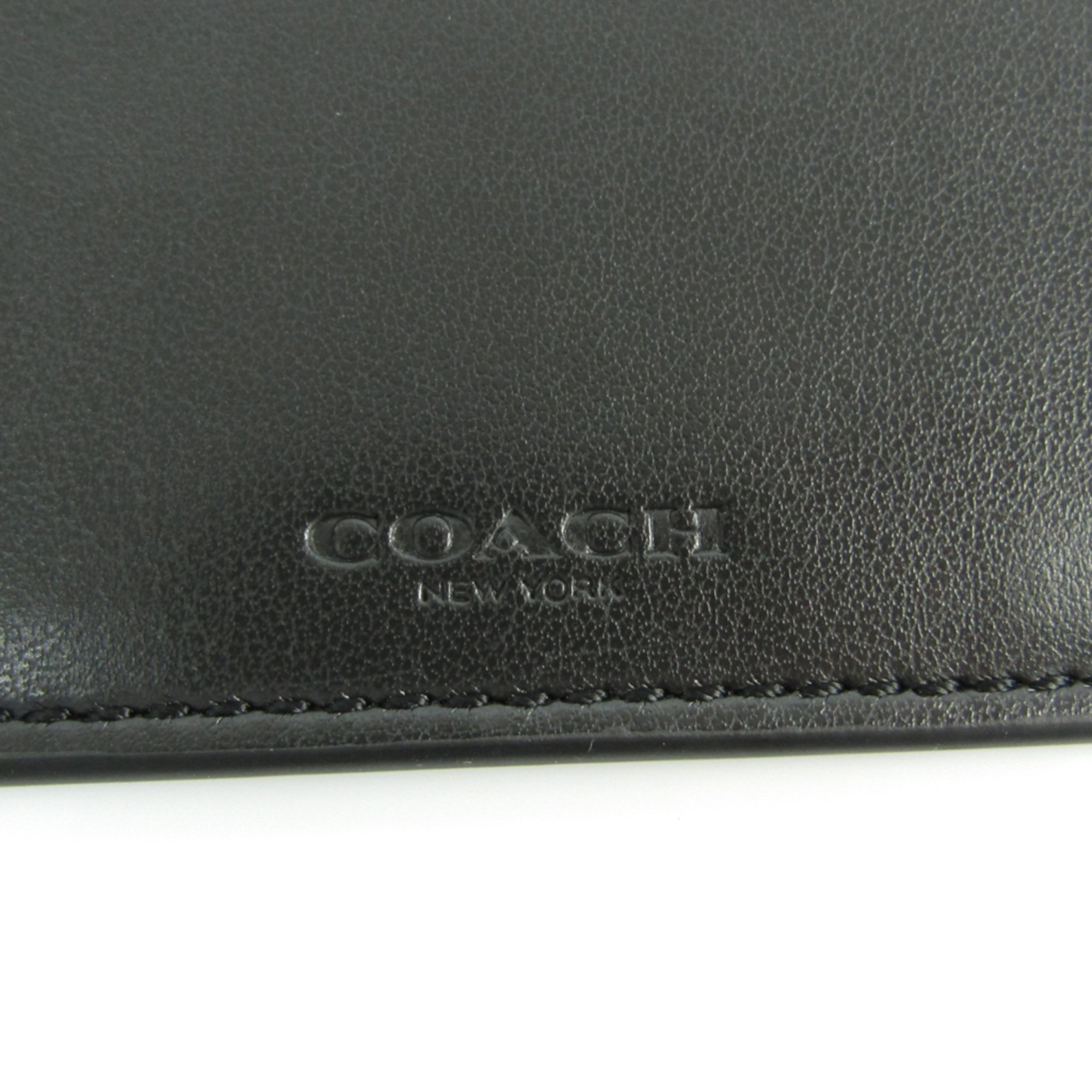 Coach Herringbone Pattern F30300 Coated Canvas Leather Passport Cover Black,Gray