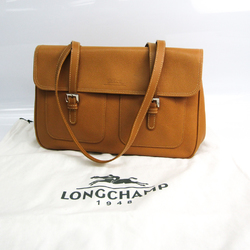 Longchamp Women's Leather Tote Bag Dark Beige