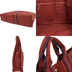 Hermes Tote Bag Fool Toe MM Bordeaux Cotton Handbag Women's Men's