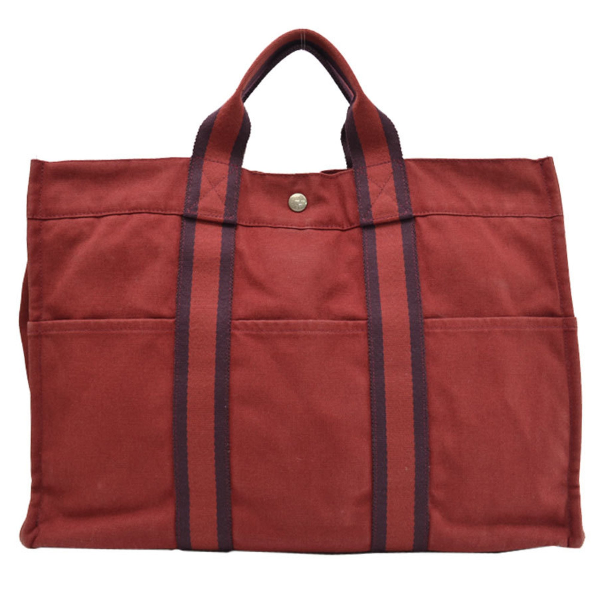 Hermes Tote Bag Fool Toe MM Bordeaux Cotton Handbag Women's Men's