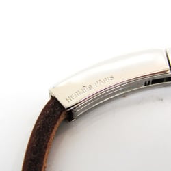 Hermes Leather,Metal Bangle Natural,Silver