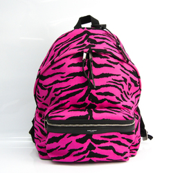 Saint Laurent CITY BACKPACK MIAMI ZEBRA 534967 Women's Canvas,Leather Backpack Black,Pink