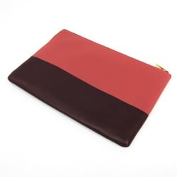 Celine 100093 Women's Leather Clutch Bag Rose Pink,Bordeaux