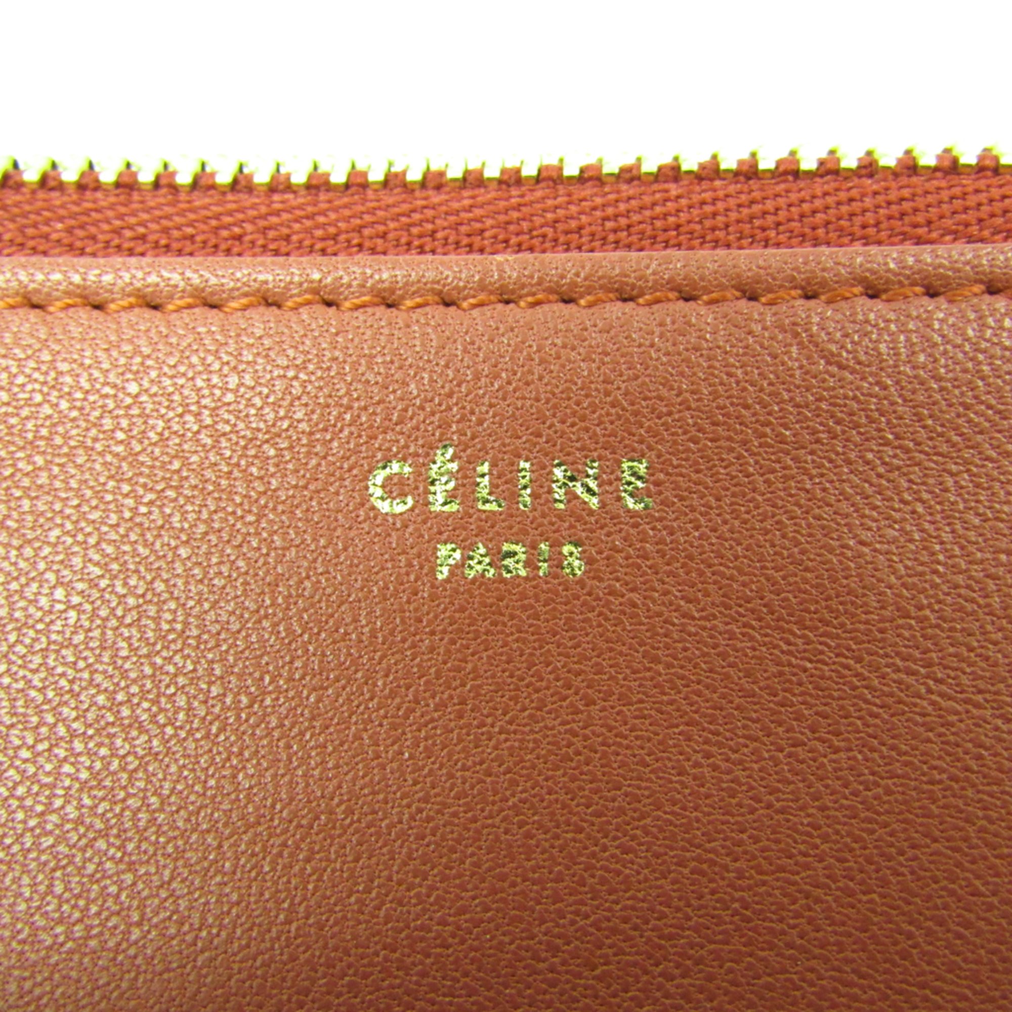 Celine 100093 Women's Leather Clutch Bag Rose Pink,Bordeaux