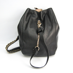 Jimmy Choo Women's Leather Backpack,Shoulder Bag Black