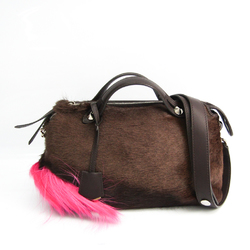 Fendi By The Way 8BL124 Women's Leather,Leather Handbag,Shoulder Bag Dark Brown,Pink