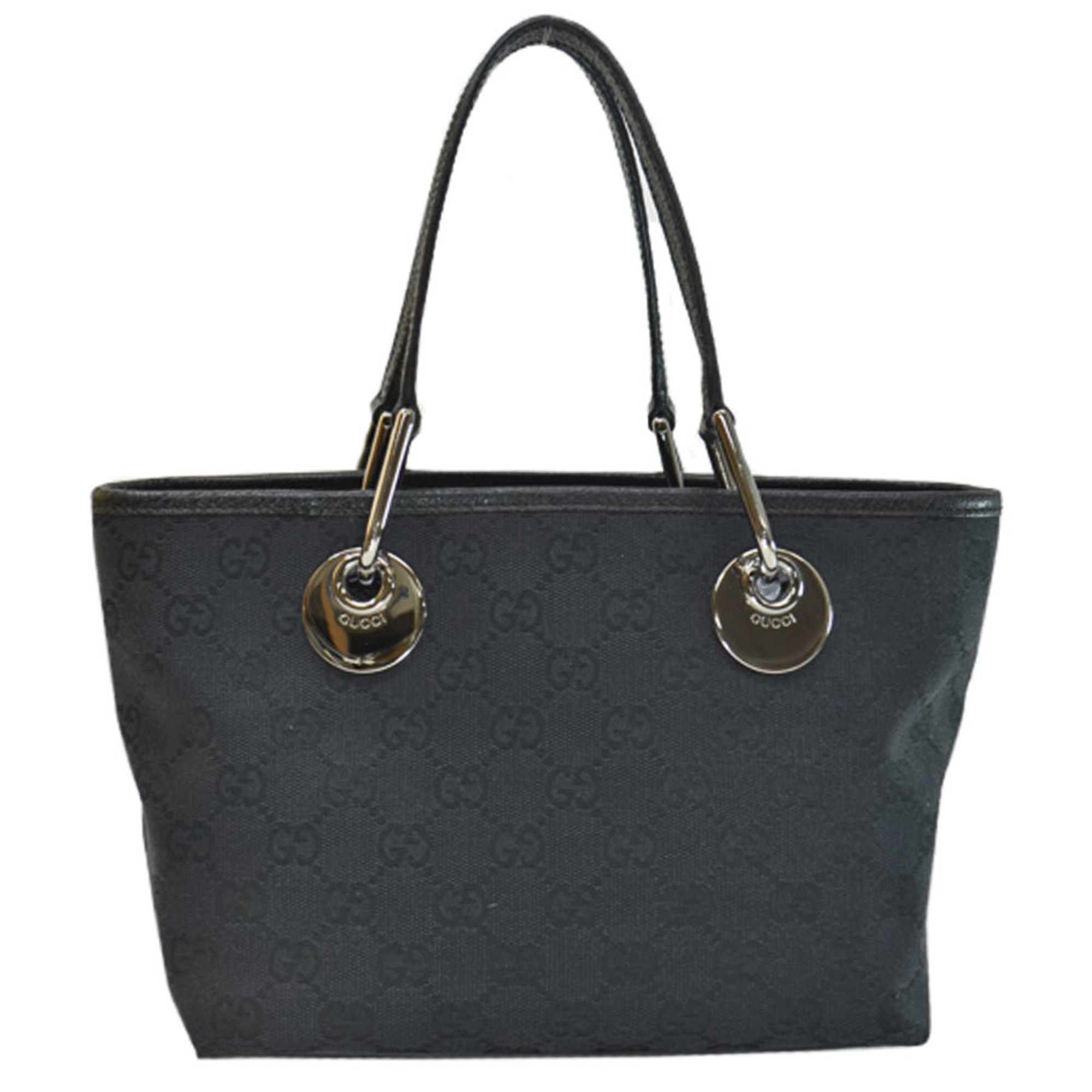 Gucci GUCCI Handbag Tote Bag GG Canvas Black Silver Color Ladies