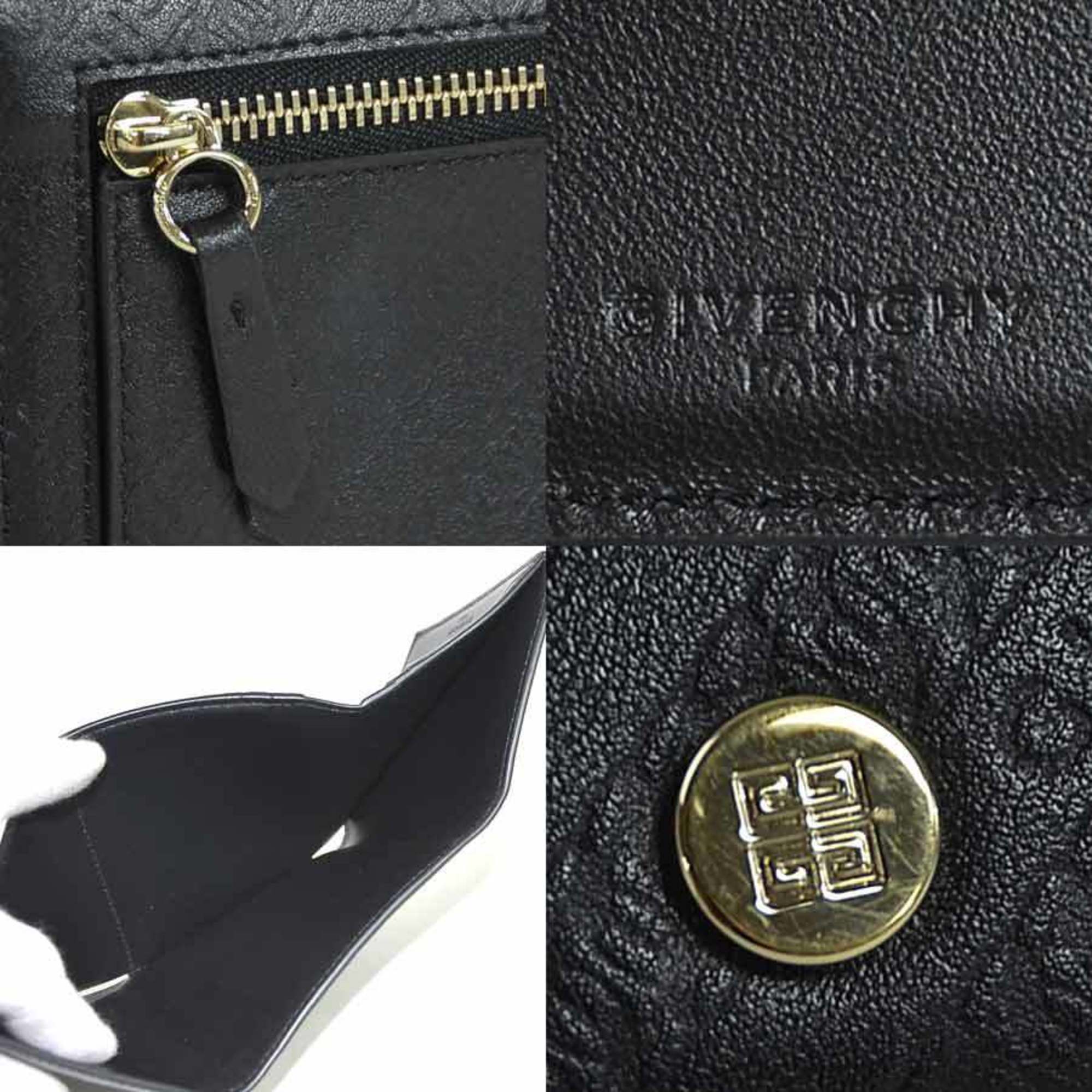 Givenchy Tri-Fold Wallet Black Leather Gold Hardware Ladies