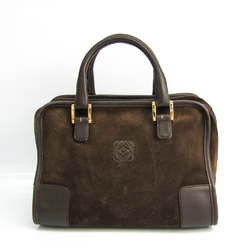 Loewe Amazona 28 Women's Leather,Suede Handbag Dark Brown