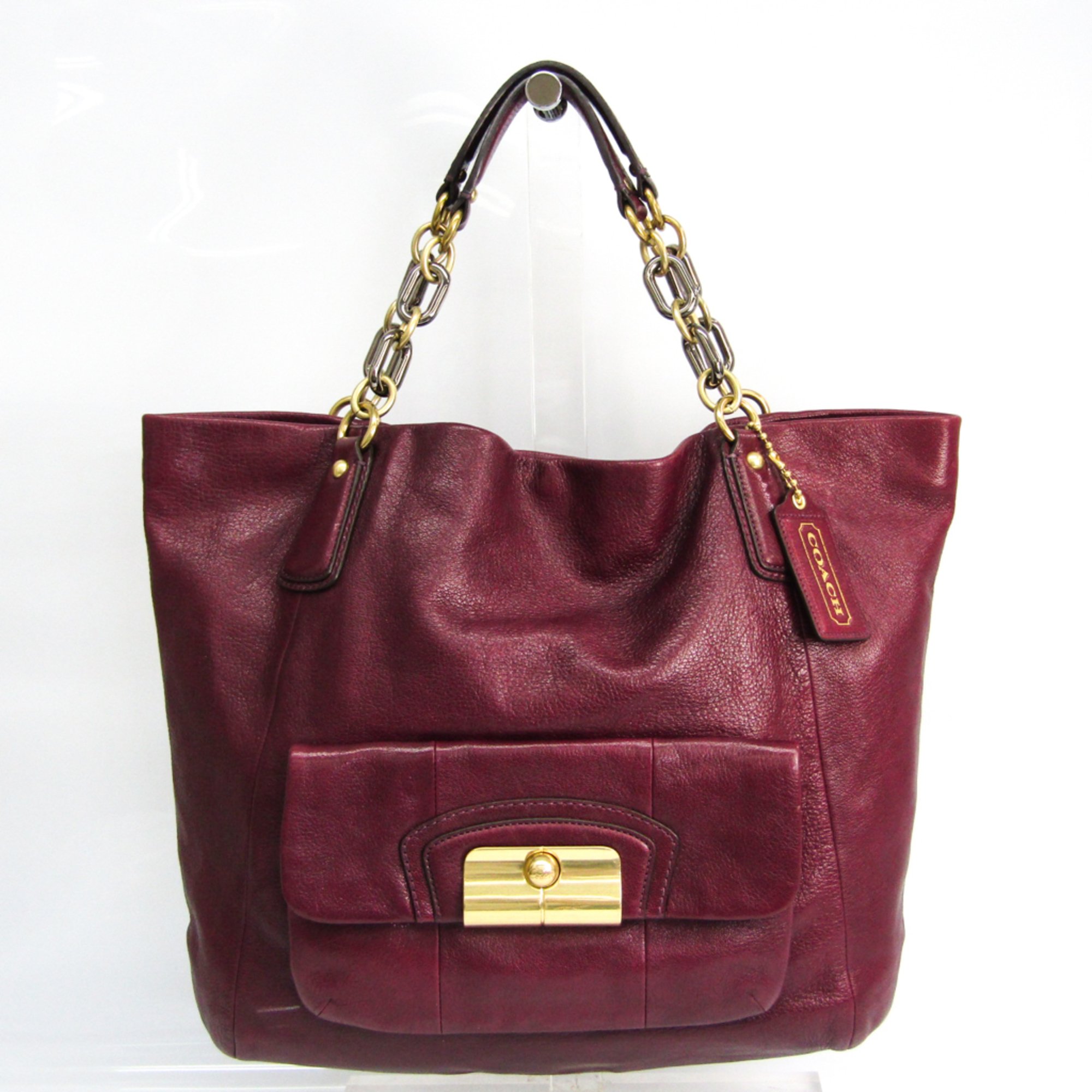 Coach Christine 14214 Women's Leather Tote Bag Dark Purple,Wine