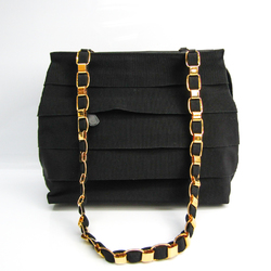 Salvatore Ferragamo Vara AU21-5252 Women's Leather,Canvas Tote Bag Black