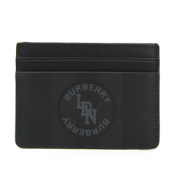 Burberry SANDON LONDON CHECK PRINT LOGO 8022552 PVC Leather Card Case Black,Gray