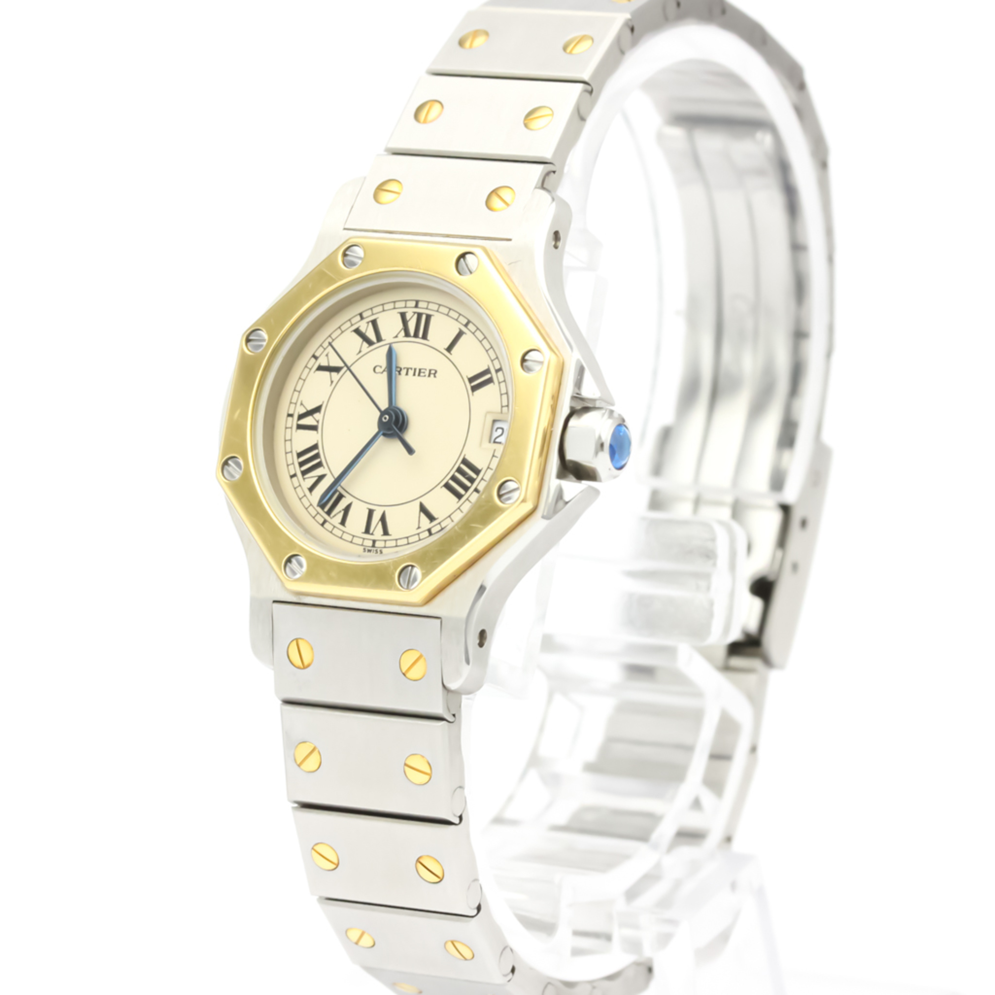 Cartier Santos Octagon Quartz Stainless Steel,Yellow Gold (18K) Women's Dress Watch 187903