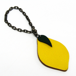 Hermes Charm Lemon Motif Keyring (Gunmetal,Yellow)