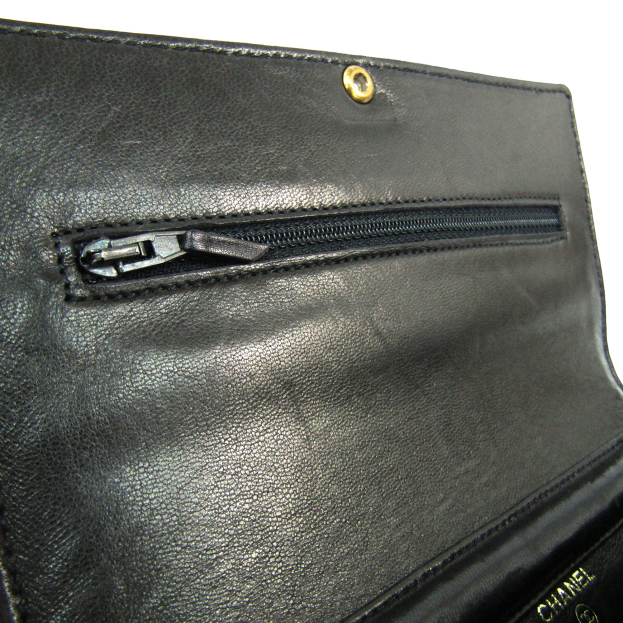 Chanel Women's Leather Chain/Shoulder Wallet Black